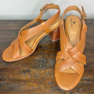 Patricia Nash Ornelia Sandals NEW Brown Leather Block Heel Criss Cross Size 9.5